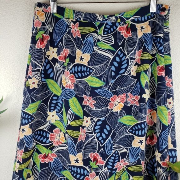 Vintage Y2K Midi Skirt A-line Colorful Floral Print size 8 - Picture 2 of 10